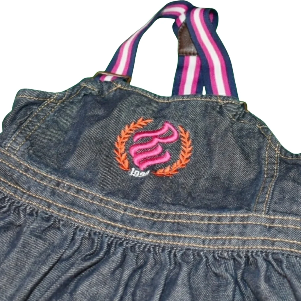 Rocawear Toddler Denim Dress with Pink and White Straps Size 3T - Picture 3 of 4